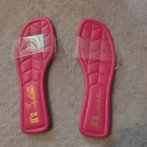 Pink Women's Sandals with Clear Strap